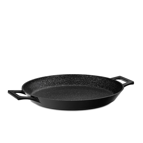 kela Sartén para paella para inducción 36 cm STELLA NOVA, sartén grande con sistema de control de aceite, sartén para grill, revestida de aluminio fundido, mango suave al tacto