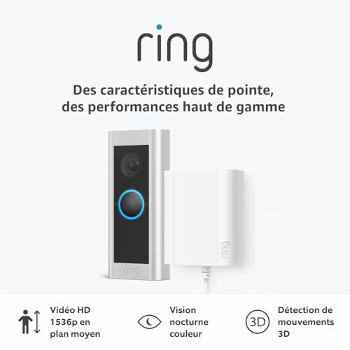Sonnette vidéo Ring Video Doorbell Pro 2 HD Détection 3D Alimentation filaire - vue 7