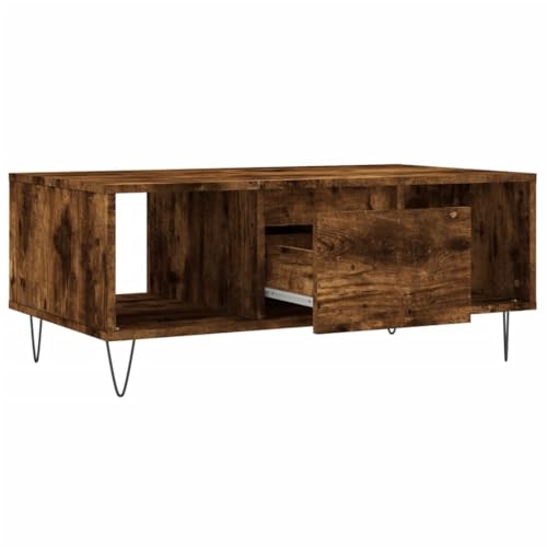 Table basse chêne fumé avec tiroir meuble de salon moderne - 7