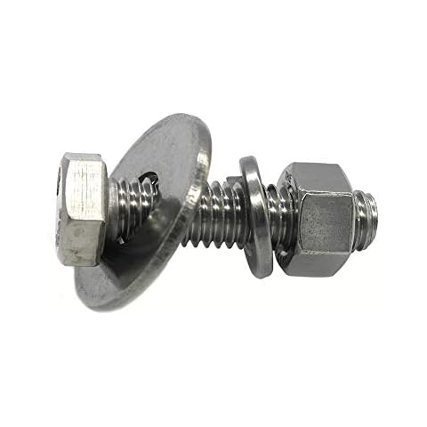 (10 Sets) 1/4-20x1" Stainless Steel Hex Head Screws Bolts, Nuts, Flat & Lock Washers, 18-8 (304) S/S, Fully Threaded by Bolt Fullerkreg Cover