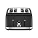 Tefal Black Collection 4-Slot Toaster, 7 Browning Levels, Defrost-Stop-Reheat Functions, Removable Crumb Tray, High-lift, Self-Centring Racks, 1430W, TF3058G0, Matte Black
