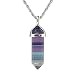 Natural Rainbow Fluorite Gemstone Hexagonal Pointed Reiki Chakra Pendant Necklace 20" High-Grade Iron Gift Box
