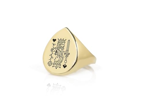 Bague de couple gravée poker king queen poire : joaillerie d'exception