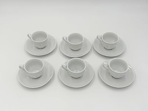 LaVelahome Set 6 Tazzine da Caffè in Porcellana Bianca con Piattino 100 ml – Senza Logo – Lavabili in Lavastoviglie – Uso Professionale Casa Hotel B&B Bar Ufficio