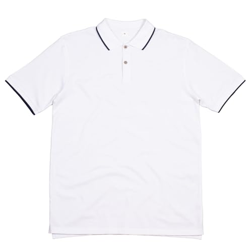 Mantis Mens Tipped Polo Shirt (S) (White/Navy)
