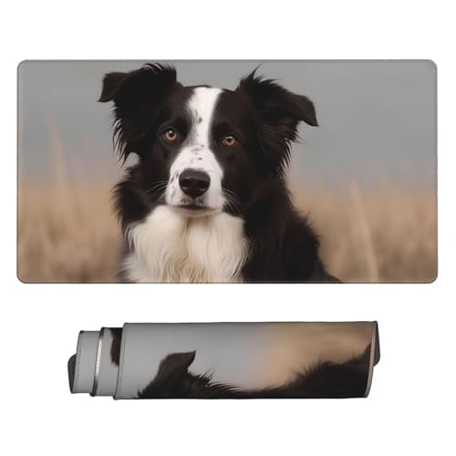 Tapis de souris de jeu avec bords cousus et motif Border Collie