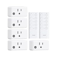 Remote Control Outlet, 200FT Long Range Wireless Light Switch, Mini Remote Outlet Plug, 15A/1875W High-Power for Lamps, Lights, Household Appliances, FCC & ETL Listed 5 Outlets + 2 Remotes