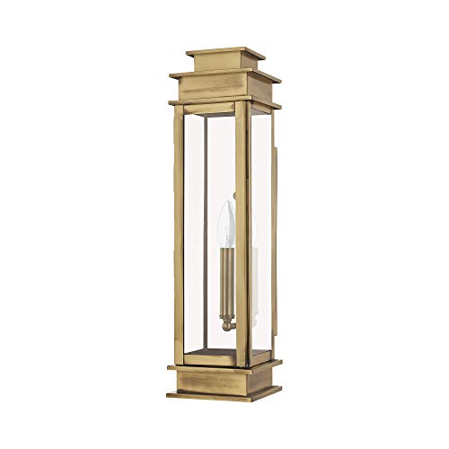 Livex 20207-01 Transitional One Light Outdoor Wall Lantern from Princeton Collection Finish, Antique Brass by Livex - Image 2