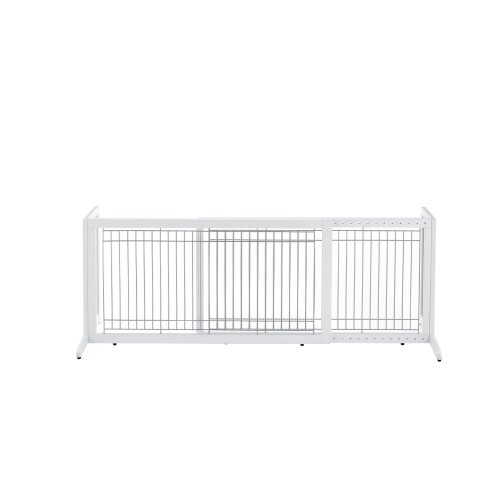 Richell Freestanding Pet Gate, Large, Origami White & Midwest Foldable Metal Dog Exercise Pen/Pet Playpen, Black W/Door, 24" W X 24" H, 1-Year Manufacturer's Warranty #TOP1