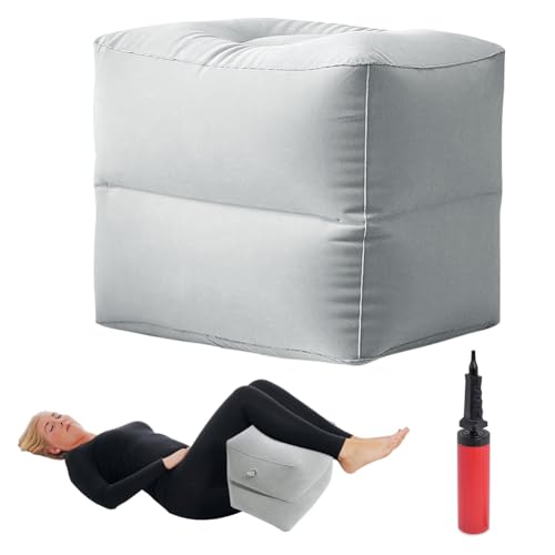 DASIAUTOEM Bandscheibenwürfel Aufblasbar, Stufenlagerungswürfel mit Luftpumpe, Entspannungswürfel, Schaumstoffw Fitness Würfel, Aufblasbarer Würfel Groß, Schaumstoffwürfel zur Rückenentspannung, Grau