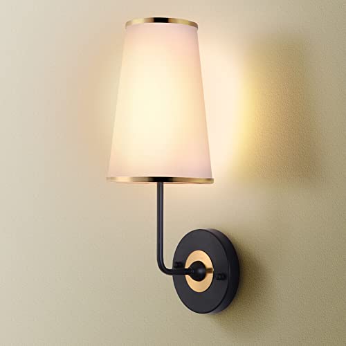 Homluce Industrial Wall Sconce Lighting Black Fabric Shade, Vintage Wall Light Fixtures For Dining Room Living Room Bedrooms Bedside Reading Farmhouse(Black) #TOP29