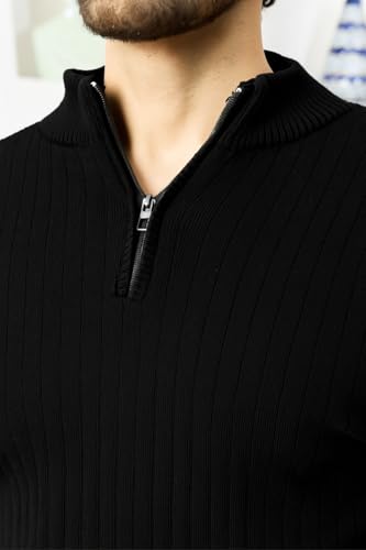 Image of Pivl Men's Winter Half Zip Solid Warm Sweater