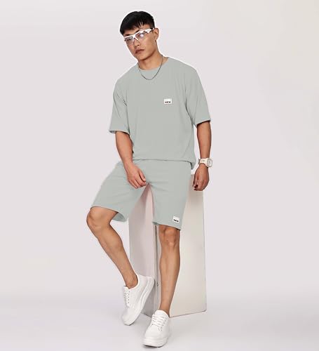 Image of SHODOX Men's Solid Relaxed Fit T Shirt and Shorts Set | Casual Summer Wear | Comfortable Stylish Outfit for Men