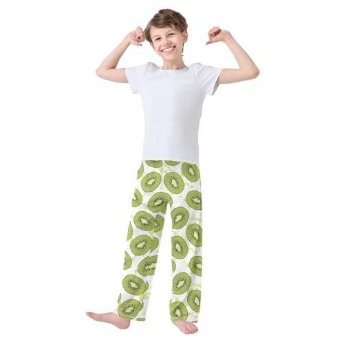 ZZXXB Summer Kiwifruit Boys Long Pants Soft Trousers Elastic Waist Kids Lounge Bottoms with Pockets S-XL2