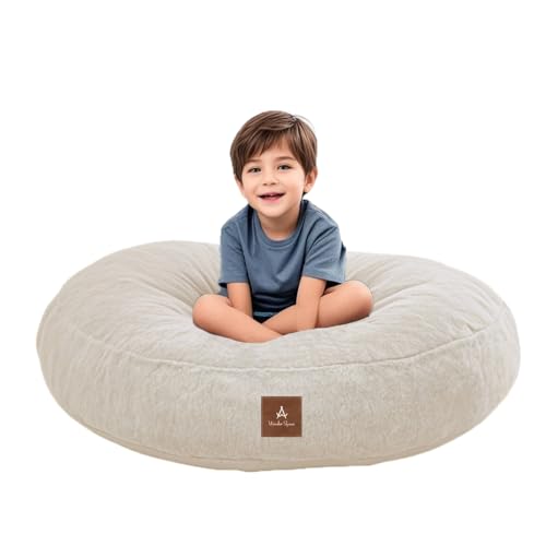 Wonder Space Bean Bag Chair – Soft Foam Filling | Removeable & Washable Cover | Ultra-Soft Plush Fabric - Minimalist Floor Cushion for Kids & Adults, Gaming, Reading and Relaxing, Beige
