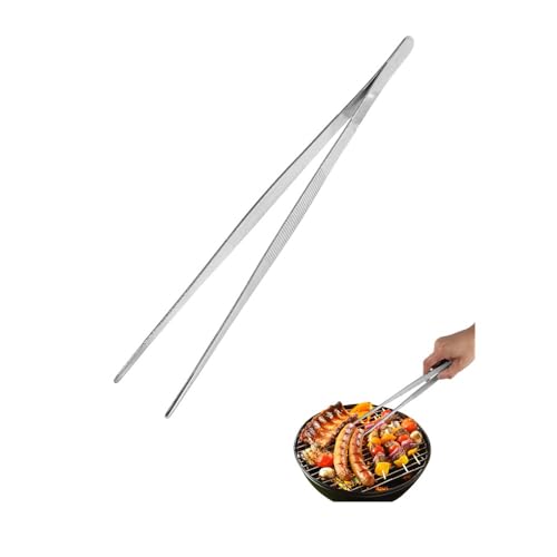 Delaman Pince Cuisine, Pince Fine Pincette Longue en Acier Inoxydable Utensiles de Cuisine pour Grille Barbecue 30CM