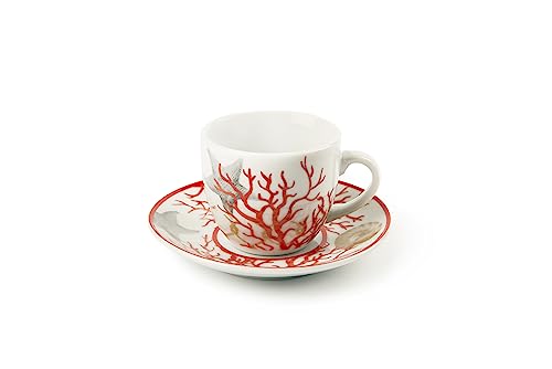Tasses à café avec soucoupe en porcelaine multicolore Excelsa Coral x6