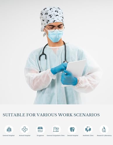 Image of Scrub Caps for Men and Women with Buttons, Classic Surgical Caps | Double-Sided Printed, Adjustable,Long Hours, Sweatbands, Fabric Help Reduce Static Buildup
