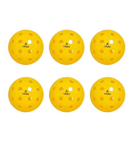 Image of YABA Boom Pickleball Balls Pack of 6 | 40 Hole Indoor & Outdoor Ball for Tournament & Competition Play | High Bounce, Lightweight, Perfectly Balanced, True Flight, All-Weather Durable