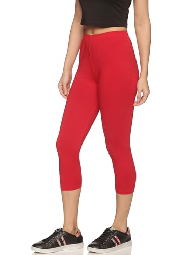 Image of OUTFLITS Women's Knee-Length Cotton Spandex Essential Capri Stretchy Leggings |Small - 2XL Adult |Yoga Leggings, Workout, Gym, Running 3 /4th Leggings for Women(OFLLC)