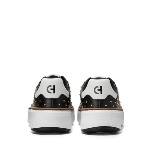 Cole Haan Cole Haan Women's Grandpro Topspin Sneakers, Black Leather/Gold Studs, 8-B US