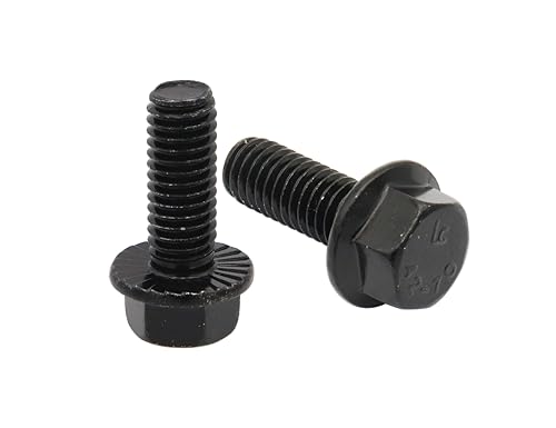 Image of LBY 10pcs Hex Flange Bolt, 3 /8-16 x 1'' (Fully Threaded) Flanged Hex Head Bolts, Flange Hexagon Screws, 304 Stainless Steel, Galvanized (Black)