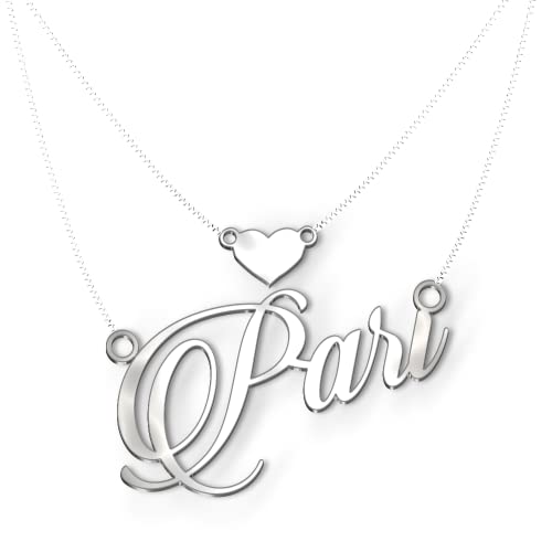 Image of Pari Cursive Gold & Silver Name Pendant Necklace, Best Jewelry Gift for Girls.