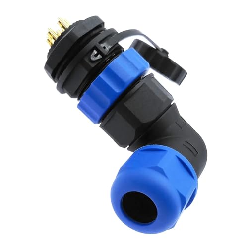 Conector acodado SP20 impermeable de 14 pines para cable de potencia industrial a 90° 3