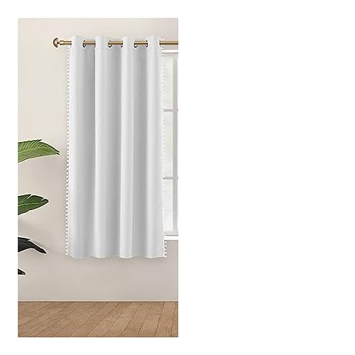 Image of Amazon Brand - Umi Velvet Eyelet Door Curtains with pom pom Lace for Living Room Bedroom Kitchen 1 pc Pack in White Color (Windows - 4 feet x 5 feet)