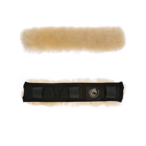 Merauno® Genickprotecteurs en Peau d'agneau - Cheval Protection Genick en Fourrure véritable pour Le Maintien, Arbre de séparation et tête & Bride de Protection pour Courroies et chaînes Cover