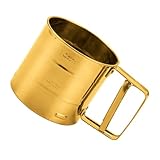 Ciieeo Feinmaschiges Mehlsieb aus Edelstahl für Mehl und Staubzucker Backen Werkzeug für Zuhause und Profis Goldenes Sieb