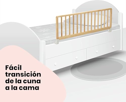 Miniatura 2 de Safety 1st Wooden Bed Rail 110 Cm, Barrera Seguridad Niños Cama, 18m-5a, Barrera Cama Niños Reclinable, Bloqueo Automático, Fsc 100 Madera Certificada, Fácil De Plegar Y Guardar, Natural Wood