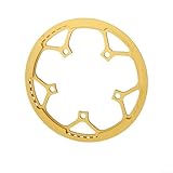 Spelonify Cadena plegable de aleación de aluminio, 54 dientes, 130, anillo único, 12 con, dientes anchos y estrechos, rueda de cadena CNC, negro, rojo, dorado, morado, plata (dorado)