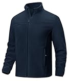 Rdruko Men's Fleece Jacket Full Zip Lightweight Warm Outdoor Hiking Casual Jacket, Navy, XXL