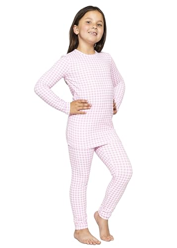 Image of STRETCH IS COMFORT Girls 2 Piece Hoodie Short Sleeve Long Sleeve Crew Neck Top and Leggings Set Kids Thermals Underwear Set