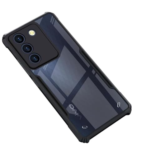 Image of BATCHONE Polycarbonate Shockproof Cover Case Compatible for Vivo Y200e 5G 360 Degree Protection /Transparent Back Case (Black Bumper) (Pack of 1)