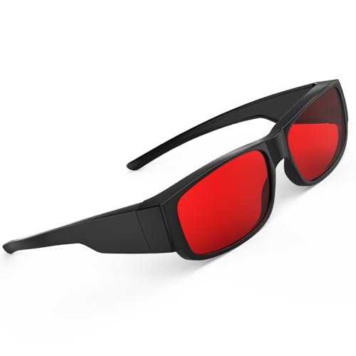 Image of Bloomoak 99% Fit Over Blue Light Blocking Glasses for Sleeping-Red /Amber Lens Anti‑Glare Coating for Zoom Meetings