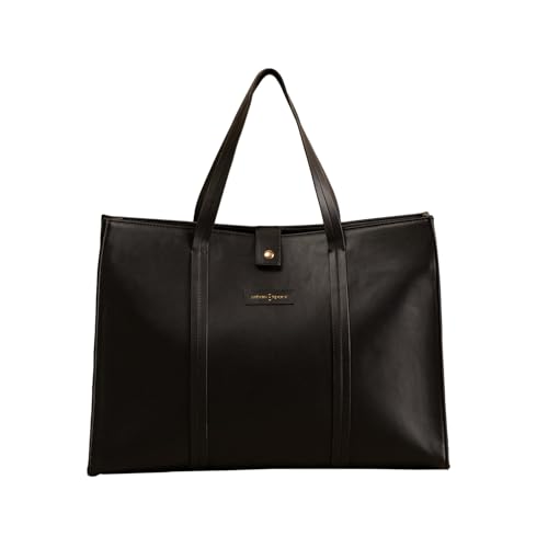 Urban Space Vegan Leather Women Tote Bag with Laptop compartment, Handbag for Work, Ladies purse, Stylish Shoulder Bag, Laptop ipad Bags For Office Use, Gift for Women (Luna Tote Black)