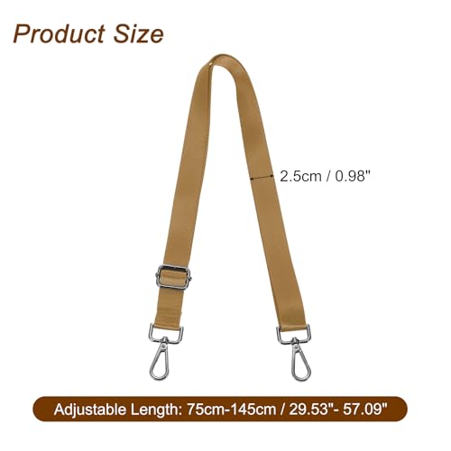 Image of uxcell Wide Shoulder Strap, 2.5cm Adjustable Purse Strap Replacement Crossbody Strap for Shoulder Bag Handbag, Light Brown, Black Pull Core Buckle