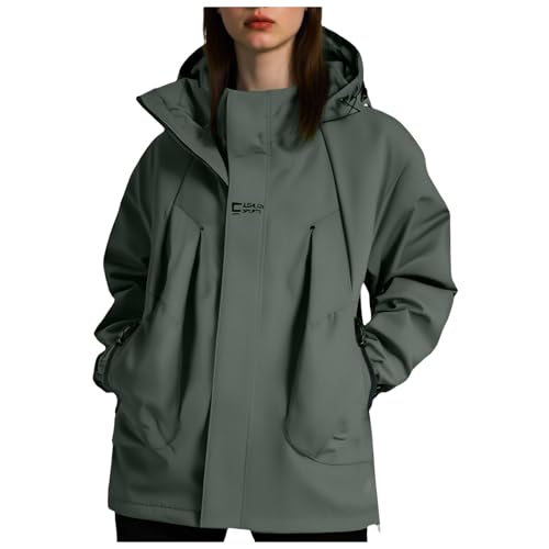 Regenjacke Damen Wasserdicht Atmungsaktiv Softshelljacke Leicht Windjacke Dünn Windbreaker Jacke Damen übergangsjacke Fahrrad Wanderjacke Outdoor Funktionsjacke mit Kapuze...
