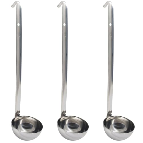 Auvotuis 5 Oz Stainless Steel Ladle, 3 Pcs, 11.8" Long Handle Length