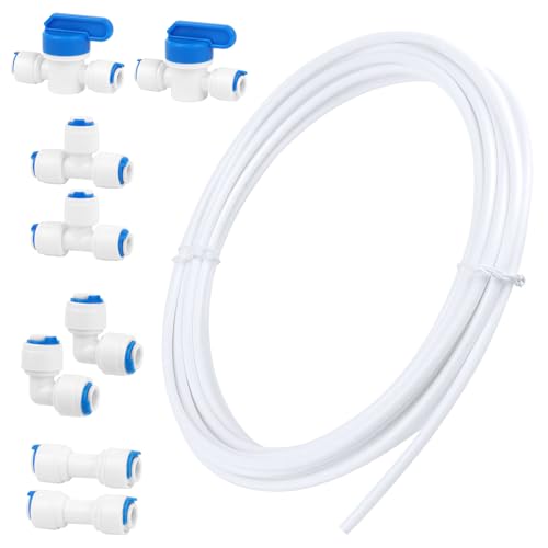 Kit de Frigo Universel 10M Matériau POM Alimentation en Eau Connecteur de Tuyau de Réfrigérateur 1/4