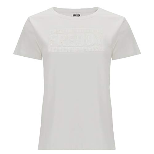 T-Shirt à col Rond FREDDY Noir avec Logo en Paillettes