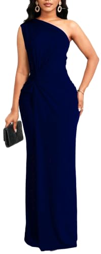 Image of SxClub Women's Formal Wedding Guest Dresses Long Prom Gowns Evening Party | Cocktail Dresses for Women High Neck Sleeveless Twist Waist Floor Length Dress Split Back