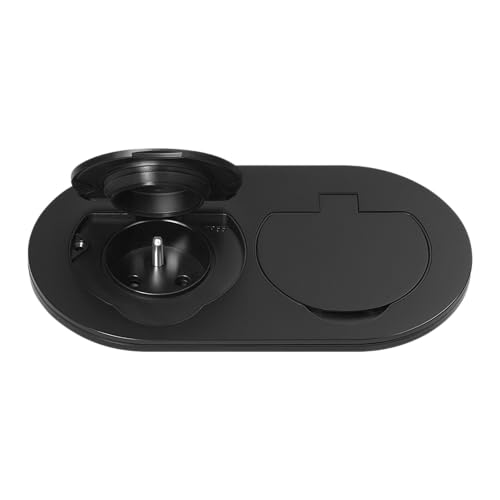 MIRATIC Prise Double Exterieure Etanche IP55 Encastrable Bloc Prise Encastrable Plan de Travail et Mur Double Prise Electrique avec Clapet de Protection 3680 W Type E (noir)