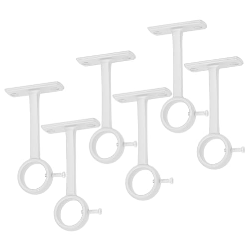 Ceiling Curtain Rod Brackets,6Pcs Silver Curtain Rod Holder for 1 inch Pole
