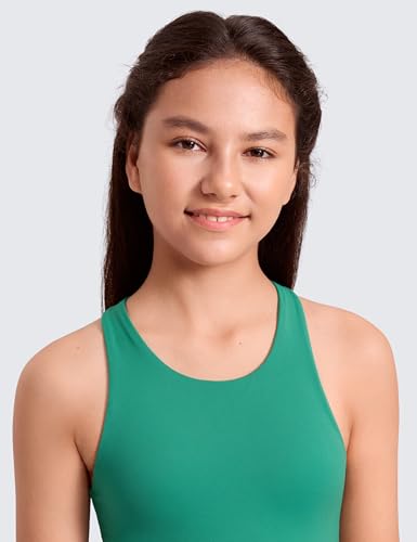 Image of CRZ YOGA Girls Butterluxe Double Lined Tank Top | Dance, Extremely Soft, Tight Fit, Waist Length, High Neck, Athletic, Sleeveless Shirts for Teen