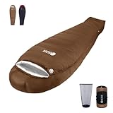 QEZER 寝袋 冬用 ダウン シュラフ 最低温度-26℃ 700g/1000g/1500g羽毛充填 マミー型 650FP高級ダウン寝袋 コンパクト 400T撥水加工 キャンプ 登山 車中泊 防災避難用