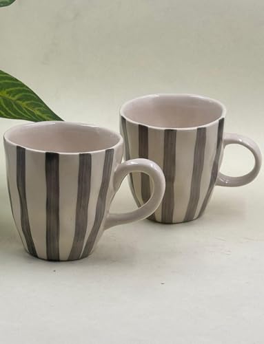 Image of Lupaava Ceramic Handpainted Mug | Coffee Mug | Tea Cup, Mug for Coffee | Aesthetic Tea Cup | Cups Ceramic | Bubble Cup 240ml Set of 2