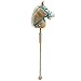 HollyHOME Stick Horse Plush Handcrafted Hobby Horse on a Stick with Wood Wheels Real Pony Neighing and Galloping Sounds for Kids Toddlers Beige 36 Inches(AA Batteries Required)